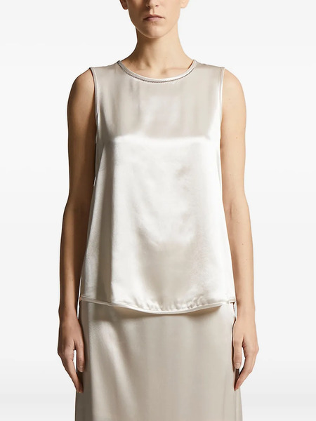  Peserico Embellished Sleeveless Top - White 