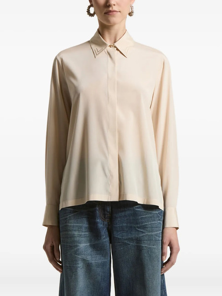  Peserico Embroidered-collar Shirt - Neutrals 