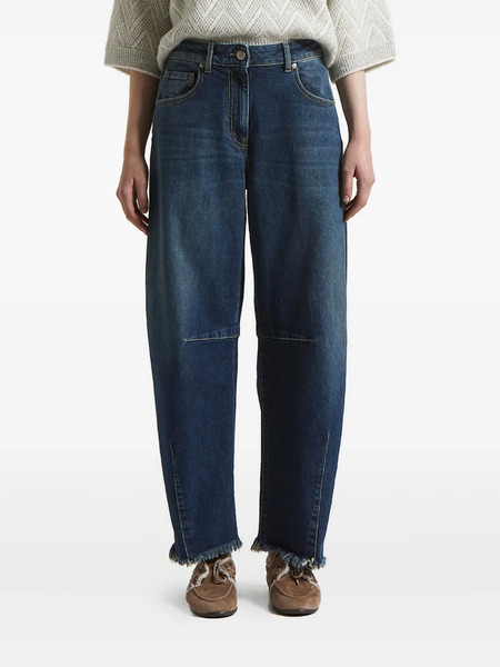  Peserico Frayed-hem Panelled Denim Jeans - Blue 