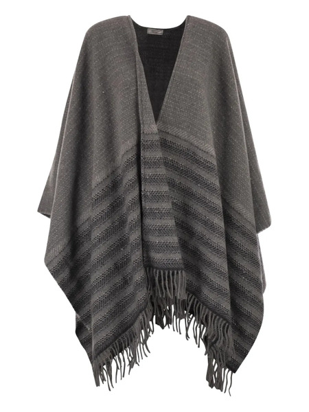  Peserico Fringed Cape - Grey 