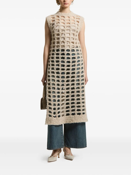  Peserico Grid-pattern Sleeveless Top - Neutrals 