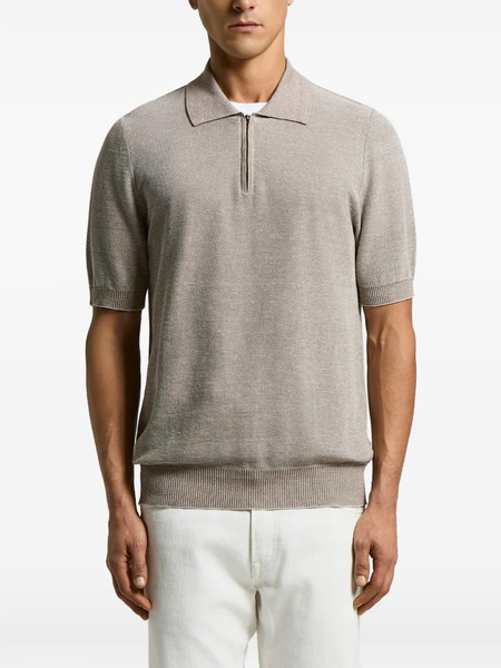  Peserico Half-zip Knitted Polo - Neutrals 