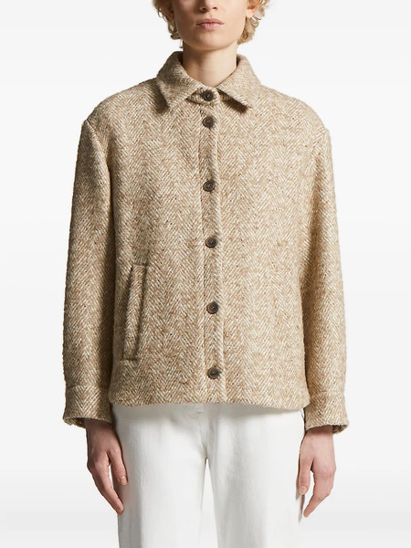  Peserico Herringbone Button Jacket - Neutrals 
