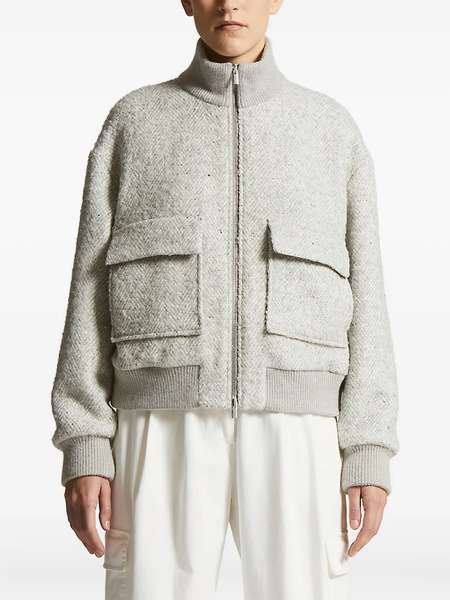  Peserico Herringbone-pattern Bomber Jacket - Grey 