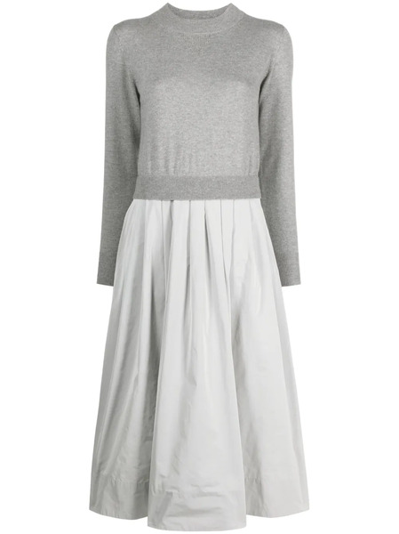  Peserico Knitted-panel Flared Midi Dress - Grey 