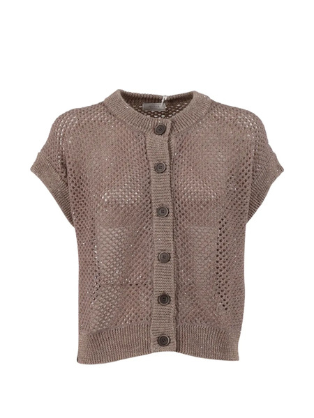  Peserico Knitted Short-sleeve Cardigan - Neutrals 