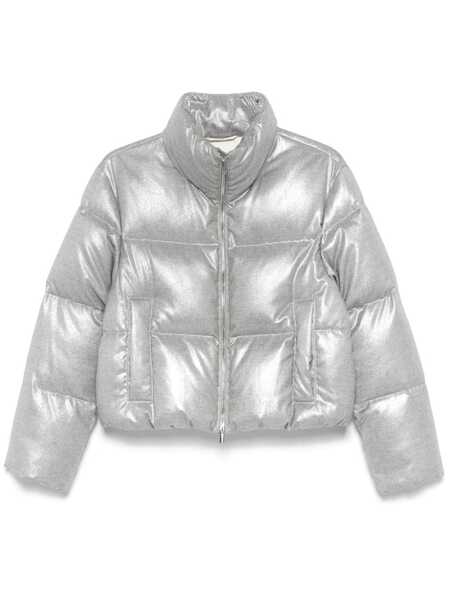  Peserico Lamé-effect Puffer Jacket - Grey 