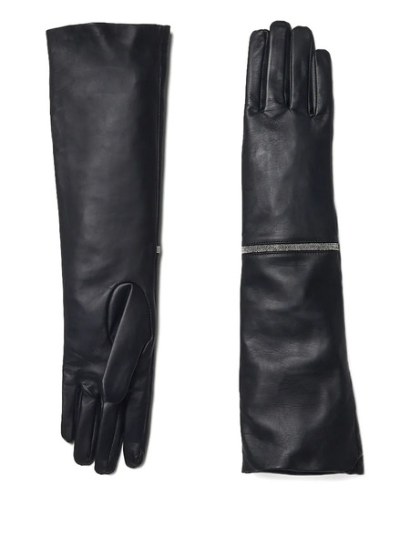  Peserico Long Leather Zip-detail Gloves - Black 