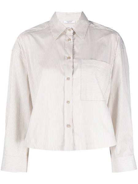  Peserico Long-sleeve Stripe Shirt - Neutrals 