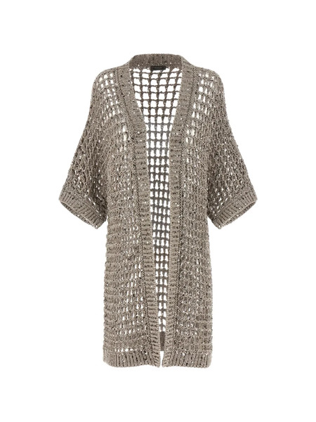  Peserico Mesh Sequin Appliquéd Cardigan - Grey 