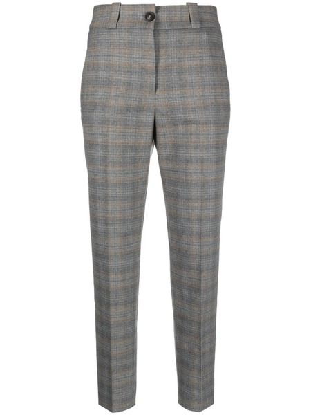  Peserico Plaid Check Cropped Trousers - Grey 