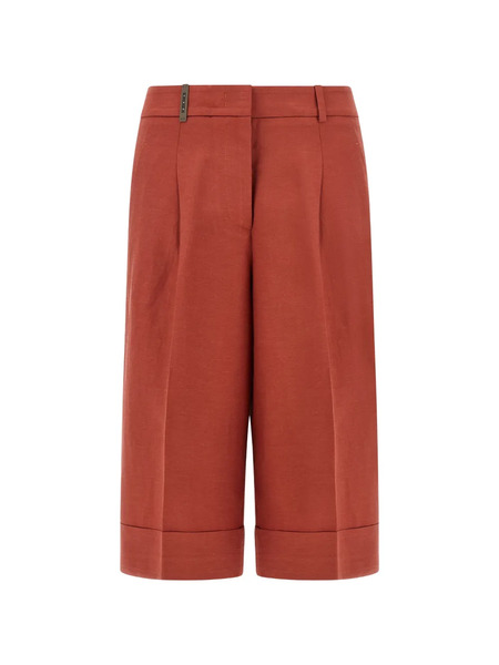  Peserico Pleat Turn-up Shorts - Red 