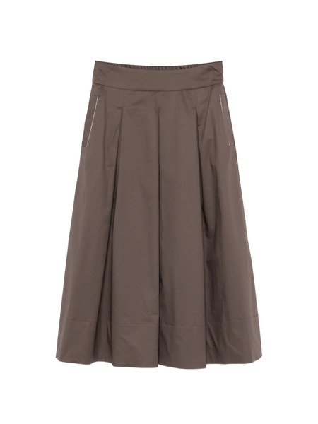  Peserico Pleated A-line Midi Skirt - Brown 