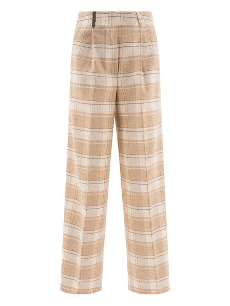  Peserico Pleated-front Check Trousers - Neutrals 