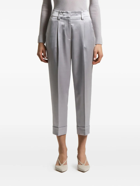  Peserico Pleated-front Satin Trousers - Grey 