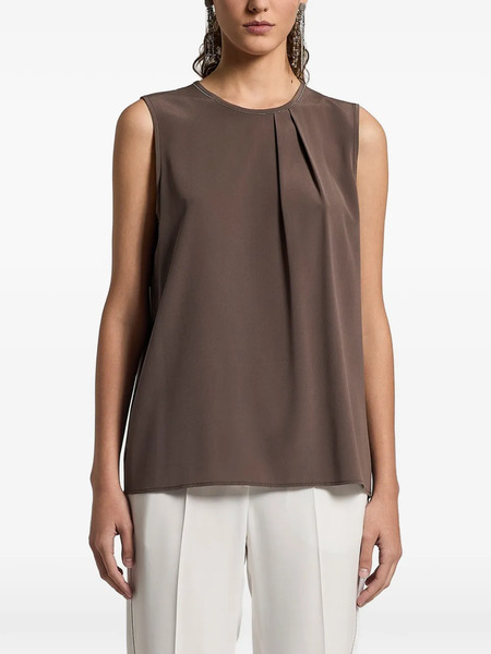  Peserico Pleated Sleeveless Top - Brown 