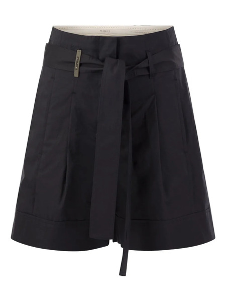  Peserico Pleats Belt Shorts - Blue 
