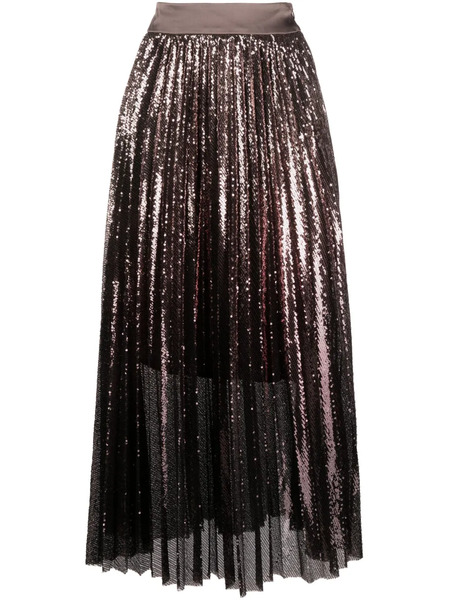  Peserico Plissé Pleated Midi Skirt - Brown 