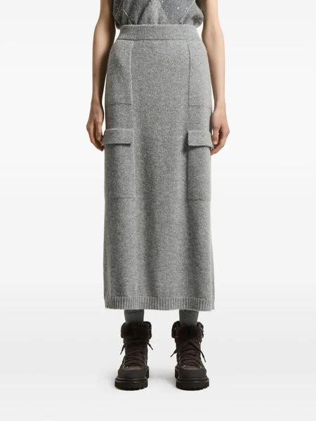  Peserico Pocket-detail Knit Midi Skirt - Grey 