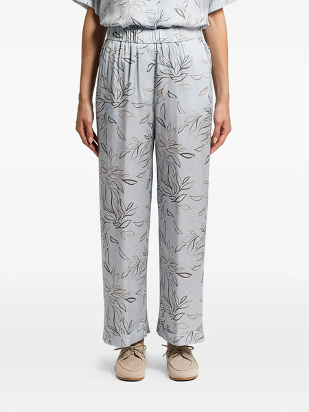  Peserico Printed Satin Trousers - Blue 