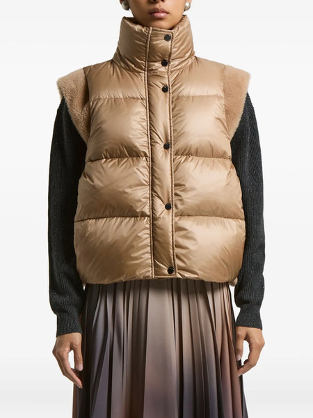  Peserico Quilted Shearling-trimmed Gilet - Brown 