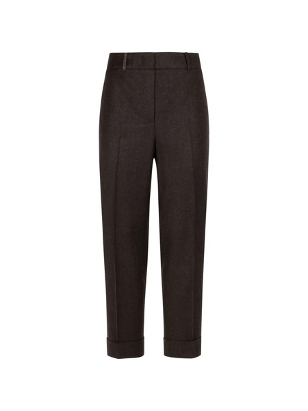  Peserico Rhinestone Cuff Trousers - Brown 