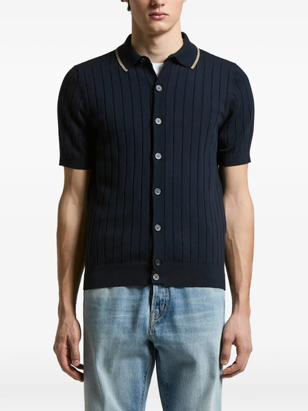  Peserico Ribbed-collared T-shirt - Blue 