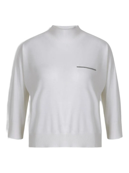  Peserico Ribbed-hem Embellished Sweater - White 