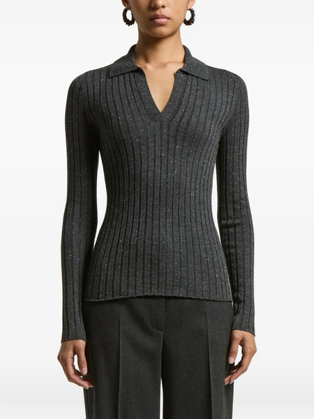  Peserico Ribbed Polo-neck Pullover - Grey 
