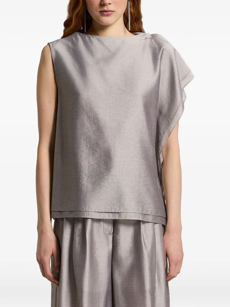  Peserico Ruffled Sleeveless Top - Grey 