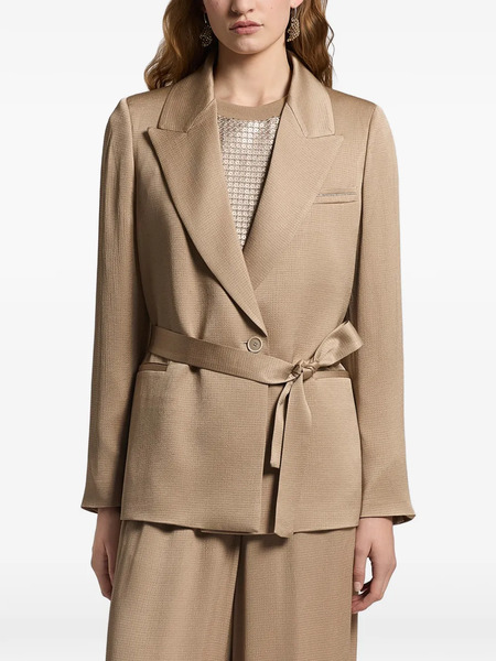  Peserico Satin Belted Blazer - Brown 