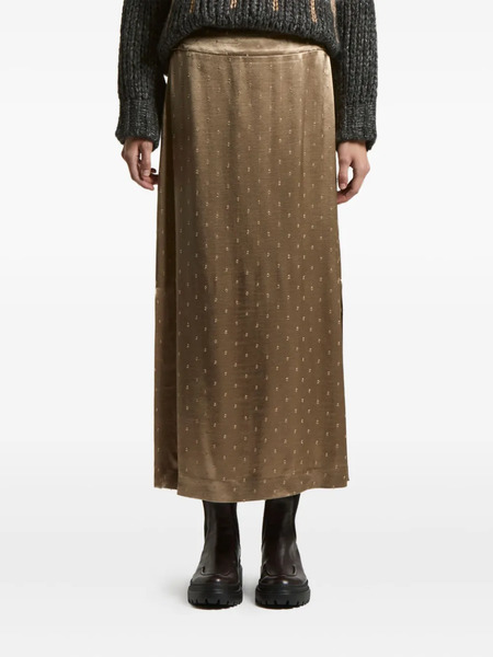  Peserico Satin-dot Midi Skirt - Brown 