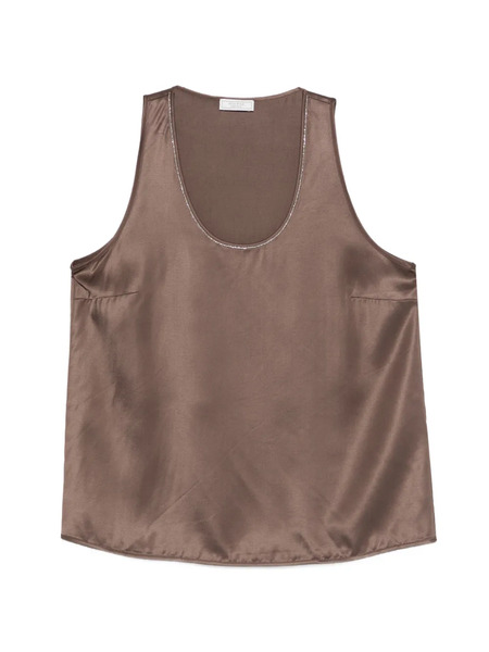  Peserico Scoop-neck Top - Brown 