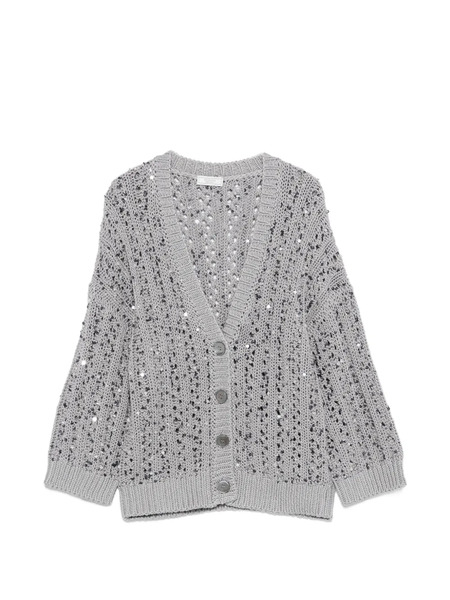  Peserico Sequin Button Cardigan - Grey 