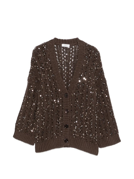  Peserico Sequin Button Knitwear - Brown 