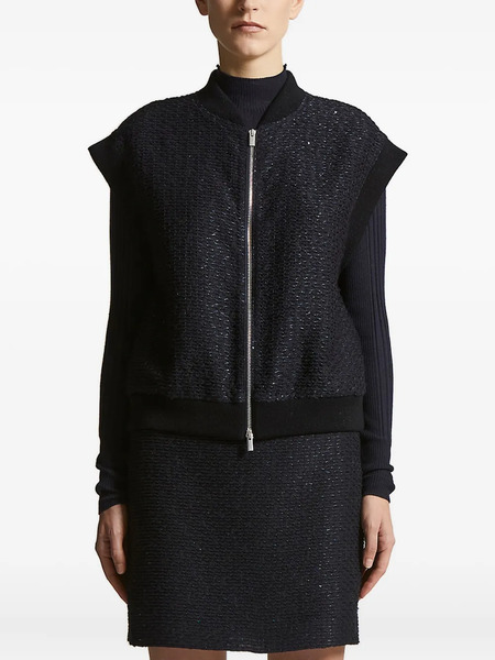  Peserico Sequin-embellished Sleeveless Hoodie - Black 