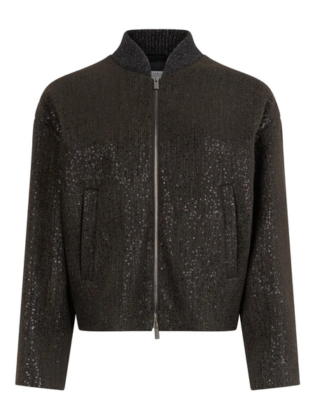  Peserico Sequin-embellished Zip Jacket - Brown 