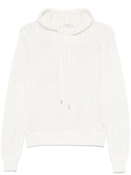  Peserico Sequined Knitted Hoodie - White 