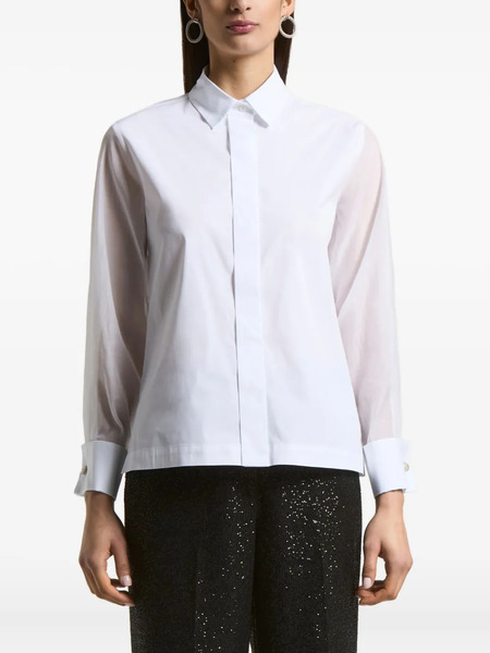  Peserico Sheer-sleeve Shirt - White 
