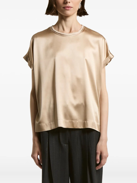  Peserico Silk-blend Short-sleeve Top - Neutrals 