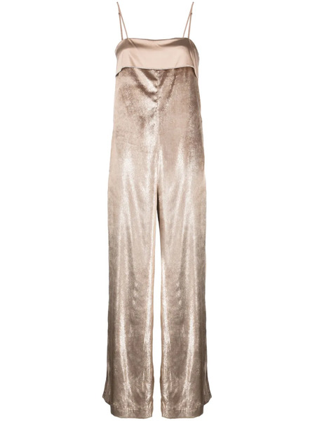  Peserico Sleeveless Crushed-velvet Jumpsuit - Brown 