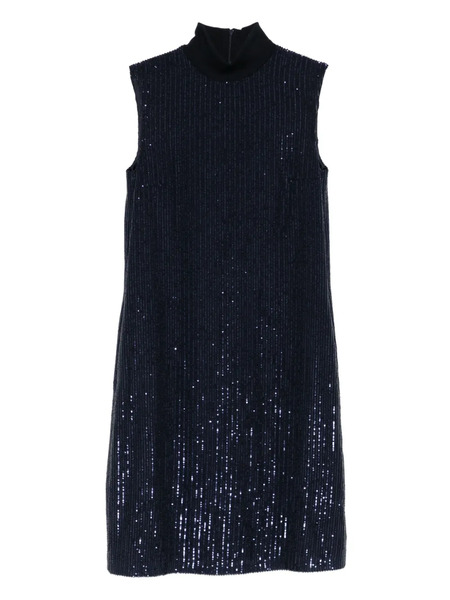  Peserico Sleeveless Sequin Turtleneck Midi Dress - Blue 