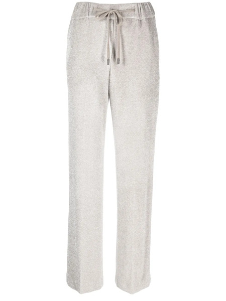 Peserico Straight-leg Glitter Drawstring Trousers - Neutrals 