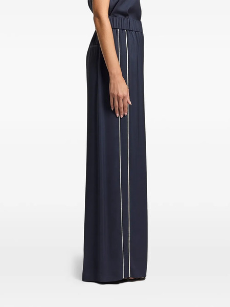  Peserico Stripe-detail Satin Trousers - Blue 