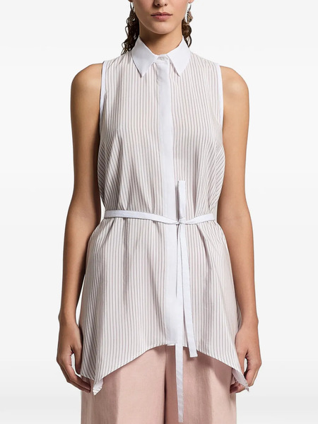  Peserico Striped Belted Shirt - White 