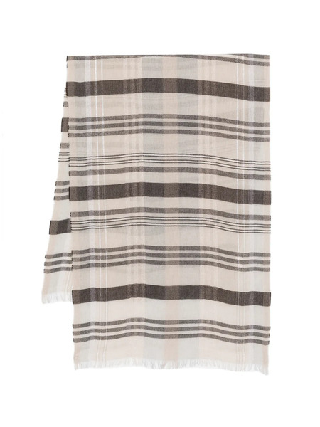  Peserico Striped Fringed Scarf - Neutrals 