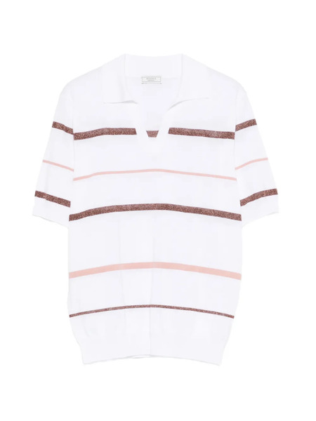  Peserico Striped Short-sleeve Top - White 