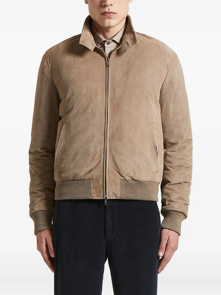  Peserico Suede Zip-front Bomber Jacket - Neutrals 
