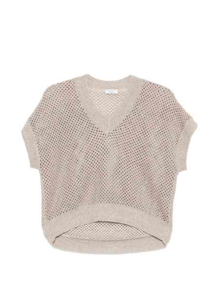  Peserico V-neck Open-knit Top - Brown 