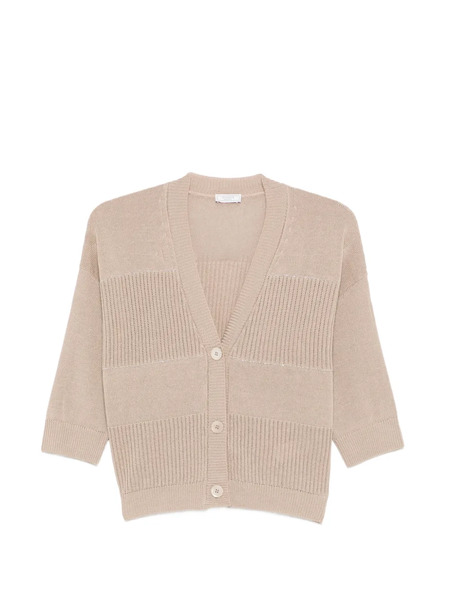  Peserico V-neck Ribbed Cardigan - Neutrals 